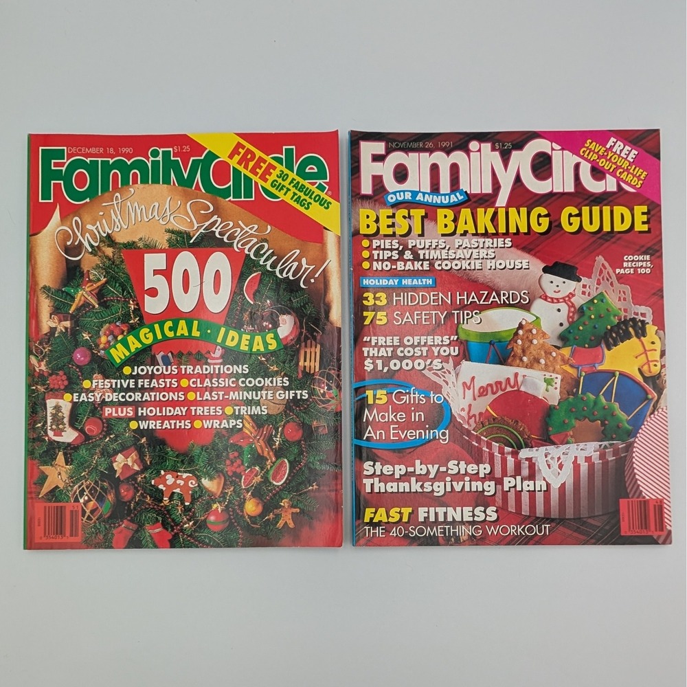 Vintage Family Circle Magazine 1990 1991 Christmas Spectacular Baking Guide 2pk
